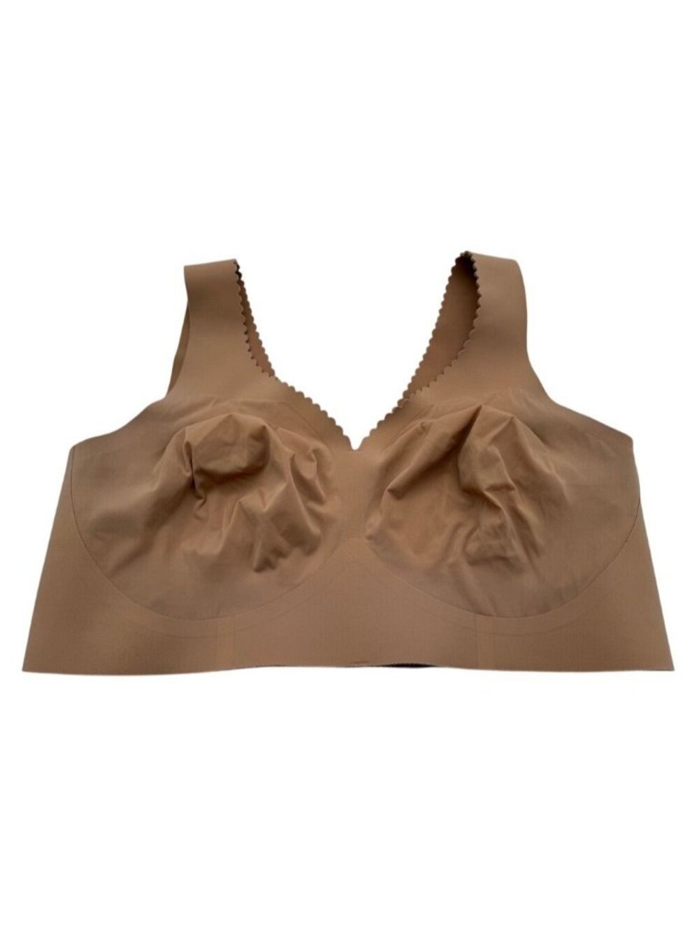 Evelyn & Bobbie The Evelyn Bra Mica Beige Wireless Scalloped Smoothing Womens XL